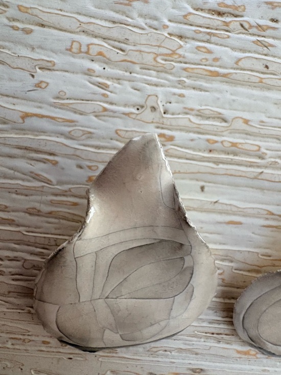 Handmade Enamel Clay Teardrop Earrings - Picture 8 of 9